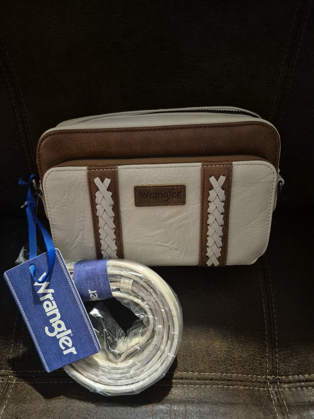 Wrangler Two-Tone Brown & Cream Crossbody Bag